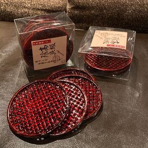 Asian Woven Bamboo Tea Coasters , Set of 2 Boxes